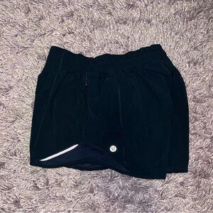 Navy lululemon hotty hot shorts 4”